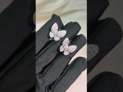 Phong cách hiện đại đồ trang sức vàng tùy chỉnh hai bông tai bướm 18K vàng trắng, kim cương