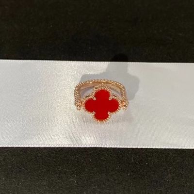 Luxury 18K Gold Ring Heavy VVS Clarity Vintage Four Leaf Clover Ring