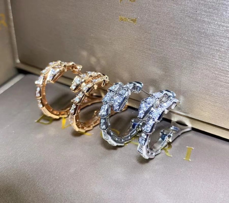 Slim 18k Gold Serpenti Viper Earrings Full Pave Diamonds Luxury Diamond Jewelry