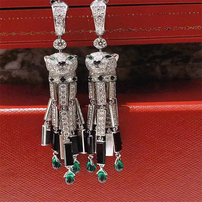 Đồ trang sức tùy chỉnh Kim cương 18k vàng Stud Bàn tai Brand Panther Bàn tai