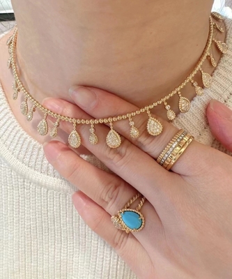 Đàn bà tùy chỉnh 18K vàng đồ trang sức DEF màu sắc kim cương đeo cổ