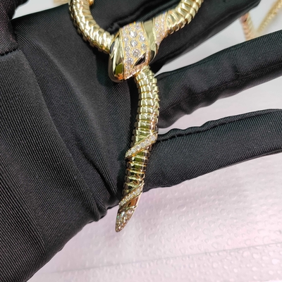 Serpenti 18 Kt vàng vàng dây chuyền thiết lập với Demi Pavé kim cương và mắt màu đen Onyx