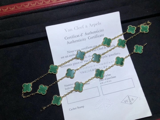 Đeo cổ 18K vàng Custom Brand cổ điển với 10 Malachite xanh