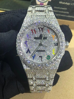 Đàn ông Phụ nữ Đồng hồ băng Bezel Hip Hop VVS Moissanite Diamond Watch Band Luxury