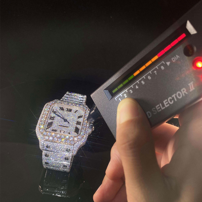 Ice Cube đồ trang sức Vvs Đen Moissanite kim cương Bust Down Watch Đàn ông sang trọng