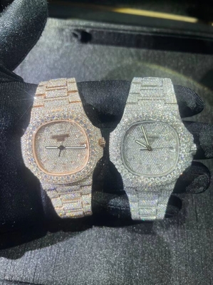 Cơ khí VVS Moissanite băng kim cương đồng hồ Thụy Sĩ bản sao tự động chuyển động