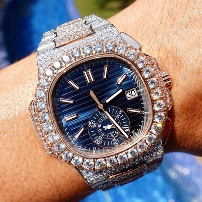 Hip Hop sang trọng Bling Bling đồng hồ cho đàn ông Moissanite kim cương