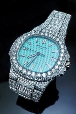 Patek Philippe Iced Out Moissanite Watch DEF VVS Moissanite đệm đồng hồ